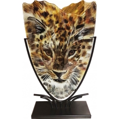 Glasvas Leopard & Smidesställning H 47,5cm