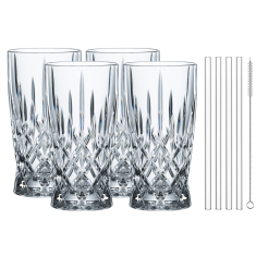 Noblesse Latteglas & Sugerør 35cl, 4-pak