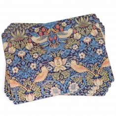 Strawberry Thief Blå Bordsunderlägg Stora 4-pack