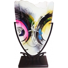 Glasvas Rosa Storm med smidesställning H 37cm