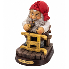 Tomte snickrar kälke 18 cm – Julfigur