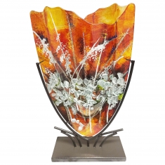 Glasvas Glittergräs & Smidesställning, H 47,5cm