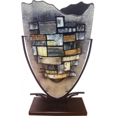 Glasvas Stonewall S med smidesställning H 37cm