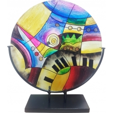 Glasfat Piano med Smidesställning Ø 43,5cm