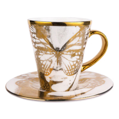 Golden Butterfly Espressokopp & Fat, Guld