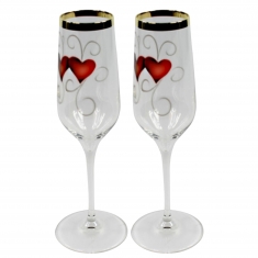 Champagneglas Golden Ink Hjärta, 2-pack