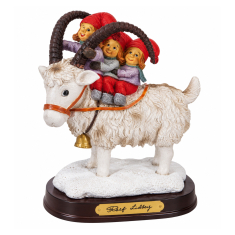 Julbock med Tre Tomtebarn 18 cm – Julfigur