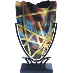 Glasvas Guldrand & Smidesställning H 37cm