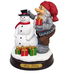 Tomte med Snögubbe 15 cm – Julfigur