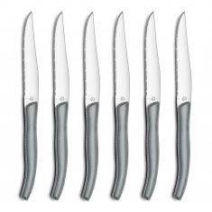 Lou Laguiole Grill Knife w Block, Anthracite, 6-pack