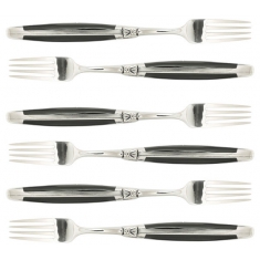 Gaffelset 6 delar black Corian, rostfri blank