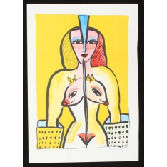 Gudinna Litografi på Papper