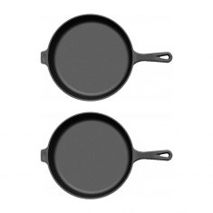 Portionspanna Gjutjärn & Träunderlägg, 2-pack