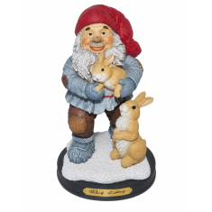 Tomte med harar h 15cm - Julfigur