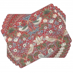 Strawberry Thief Röd Bordsunderlägg Liten 6-pack