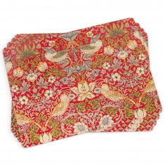 Strawberry Thief Röd Bordsunderlägg Stora 4-pack