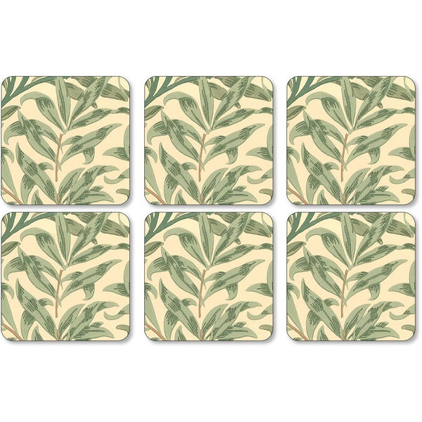 Willow Bough Green Glasunderlägg, 6-pack - Morris & Co