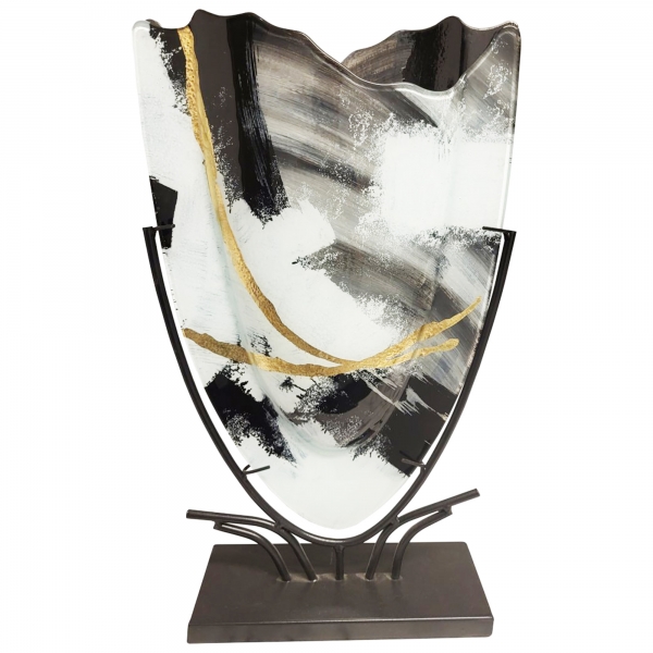 Glass Vase Cloudy w Stand, H 47,5cm - Benjamin