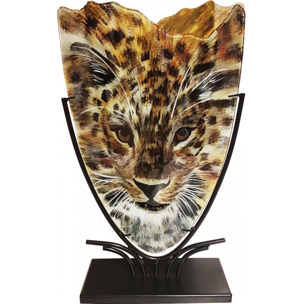 Glasvas Leopard & Smidesställning H 47,5cm - Benjamin