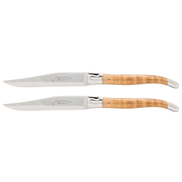 Knivset 2 delar mörk Lönn, rostfri blank - Laguiole