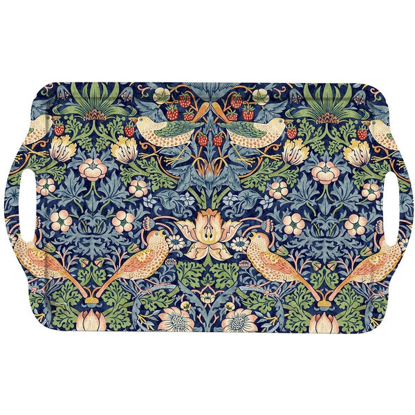 Strawberry Thief Blau Tablett groß - Morris & Co
