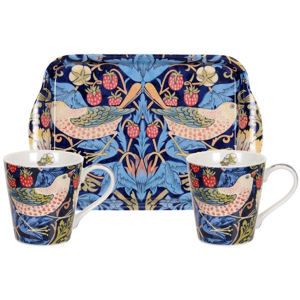 Strawberry Thief Blue 2 Stk. Becher 18cl & Tablett - Morris & Co
