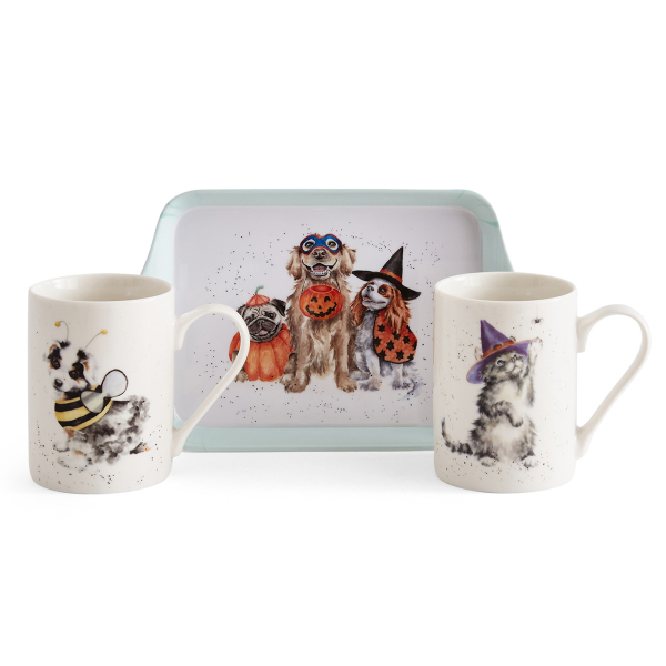 Mugg & Brickset Halloween, Hund & Katt - Royal Worcester