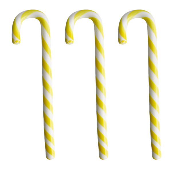 Polka Candy Cane Gul/Vit, 3-pack - Kosta Boda