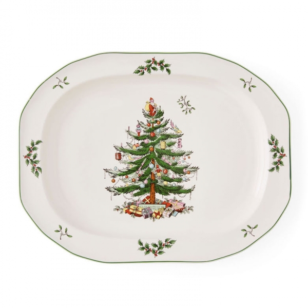 Christmas Tree Sculpted Oval Platter, 36cm - Spode