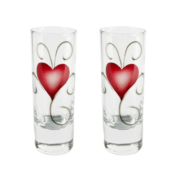 Crystal Ink Shotglas Hjärta, 2-pack - Nybro