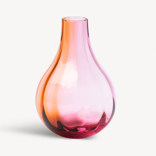 Iris vase pink/amber frosted, EL AC-23 - Orrefors
