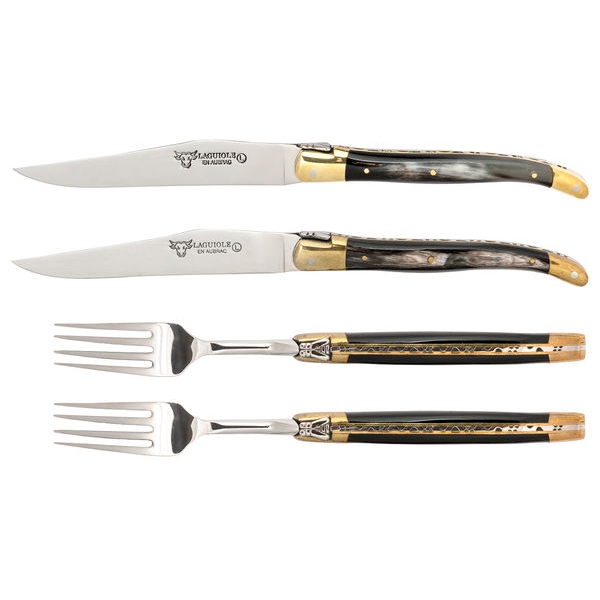 Bestickset 4 Delar Horn, Mässing -