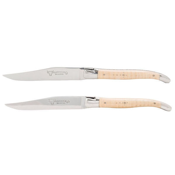 Knivset 2 delar ljus Lönn, rostfri blank - Laguiole