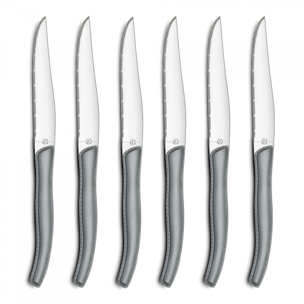 Lou Laguiole Knivset med Block, Grå, 6-pack - Lou Laguiole