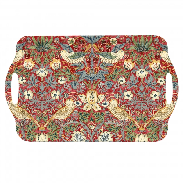 Strawberry Thief Röd Bricka, Stor - Morris & Co