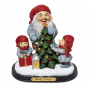Tomte 2 barn med gran och lykta H15.5cm - Julfigur