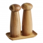 Raw Salz- und Pfefferm&uuml;hlen-Set aus rohem Teakholz