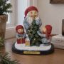 Tomte 2 barn med gran och lykta H15.5cm - Julfigur