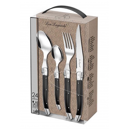 Lou Laguiole Cutlery Set 24 Pieces, Anthracite