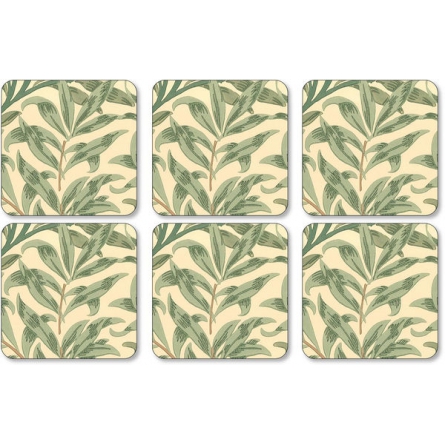 Willow Bough Green Coasters, 6-pack
