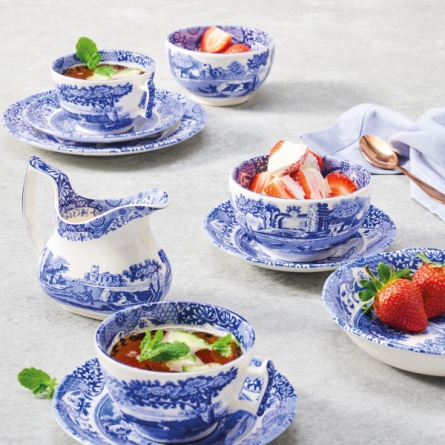 Blue Italian teacup with saucer 28cl