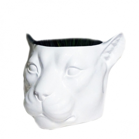 Leopard Pot Vit, H 30cm