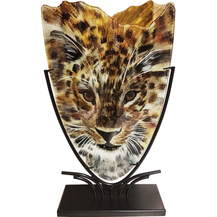 Glasvas Leopard med smidesställning H 47,5cm