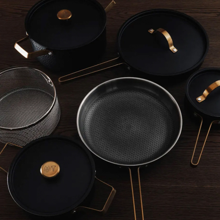 Arvet XL grytset 6 delar svart/m&auml;ssing