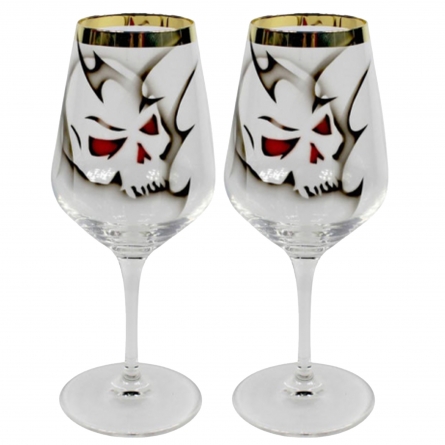 Skull Wine Glass Gold 35cl, 2-pack