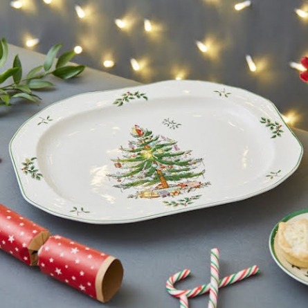 Christmas Tree Sculpted Oval Platter, 36cm