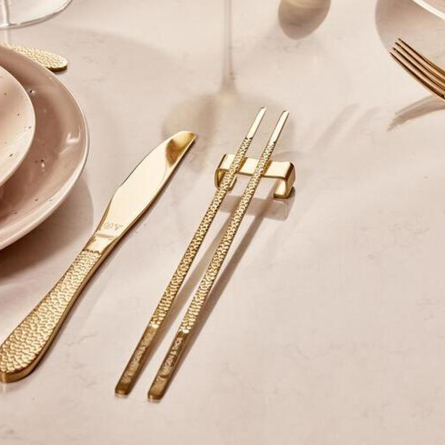 Frost Kito Essst&auml;bchen, 4 Paar mit Halter, Messing