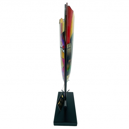 Glass Vase Piano & Forged Stand, H 37cm