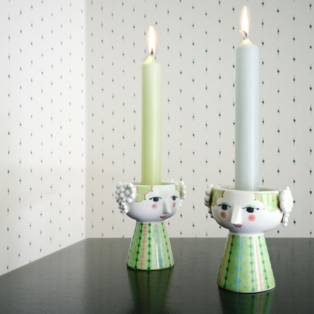 Eva candlestick ljusgrön H 9,5cm