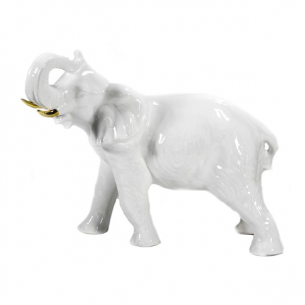 Porslinsdjur Elefant Vit/Guld, H 34cm